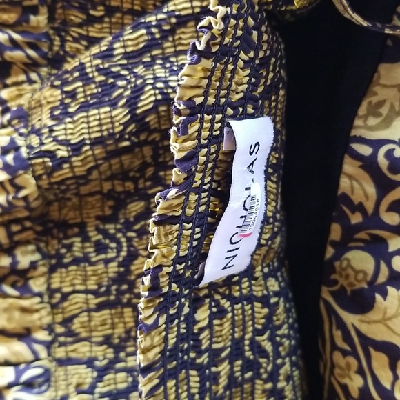 Nicholas Adele Tiered Smocked Yellow/Black Bohemian Floral Dress - Picture 11 of 15